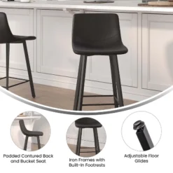 Flash Furniture Caleb Modern Armless 24 Inch Counter Height Stools Commercial Grade With Footrests And Matte Metal Frames, Set Of 2 -Flash Furniture Sales Store GUEST 008e2d4a 4745 4a27 ad3a 1c4021f5e0b8