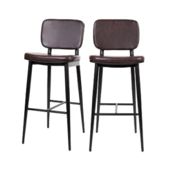 Flash Furniture Kenzie Commercial Grade Mid-Back Barstools - LeatherSoft Upholstery - Iron Frame With Integrated Footrest - Set Of 2 -Flash Furniture Sales Store GUEST 014da52b aea7 4d46 a805 cddd77d1d1eb