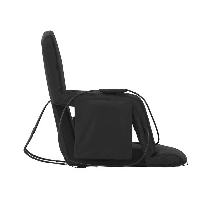 Flash Furniture Extra Wide Foldable Reclining Heated Stadium Chair With Backpack Straps - Black 6 Flash Furniture Extra Wide Foldable Reclining Heated Stadium Chair With Backpack Straps - Black - Image 6