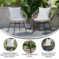 Flash Furniture Devon Set Of 2 Indoor/Outdoor Modern Papasan Style Rattan Rope Patio Chairs, PE Rattan With Cushions -Flash Furniture Sales Store GUEST 01742e03 0ac0 4b57 9999 54979ae0868c