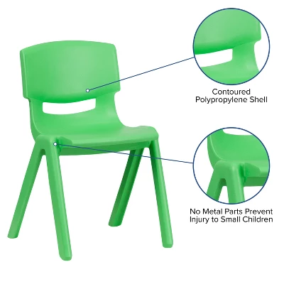 Flash Furniture 2 Pack Green Plastic Stackable School Chair With 15.5" Seat Height 2 Flash Furniture 2 Pack Green Plastic Stackable School Chair With 15.5" Seat Height - Image 2