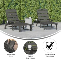 Flash Furniture Monterey Set Of 2 Adjustable Adirondack Loungers With Cup Holders- All-Weather Indoor/Outdoor HDPE Lounge Chairs -Flash Furniture Sales Store GUEST 01a0258b 58f4 493b 8e2a 6bfe81479277