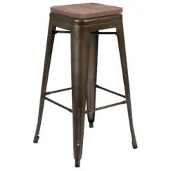Flash Furniture 30" High Metal Indoor Bar Stool With Wood Seat - Stackable Set Of 4 -Flash Furniture Sales Store GUEST 01a727d3 f99b 47d6 8d04 b77c9193d34a