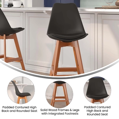 Flash Furniture Dana Set Of 2 Commercial Grade Modern Counter Stools With Cushioned Seat And Wooden Frame 5 Flash Furniture Dana Set Of 2 Commercial Grade Modern Counter Stools With Cushioned Seat And Wooden Frame - Image 5