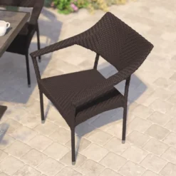 Flash Furniture Jace Set Of 4 Commercial Grade Stacking Patio Chairs, All Weather PE Rattan Wicker Patio Dining Chairs -Flash Furniture Sales Store GUEST 01c90c7c 58b4 41a1 a466 6eb488ff76c5