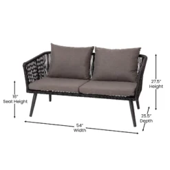 Flash Furniture Kierra Black All-Weather 4-Piece Woven Conversation Set With Gray Zippered Removable Cushions & Metal Coffee Table -Flash Furniture Sales Store GUEST 02a46afc 1543 4e88 b18c 74893216083f