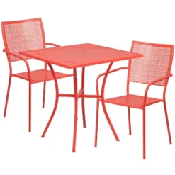 Flash Furniture Oia Commercial Grade 28" Square Indoor-Outdoor Steel Patio Table Set With 2 Square Back Chairs 12 Flash Furniture Oia Commercial Grade 28" Square Indoor-Outdoor Steel Patio Table Set With 2 Square Back Chairs -Flash Furniture Sales Store GUEST 070239d9 0cc5 4e61 9a4c f0b47f3f6517