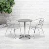 Flash Furniture Lila 23.5'' Round Aluminum Indoor-Outdoor Table Set With 2 Slat Back Chairs