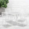 Flash Furniture Oia Commercial Grade 28" Square Indoor-Outdoor Steel Folding Patio Table Set With 4 Square Back Chairs