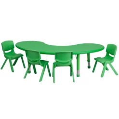 Flash Furniture 35"W X 65"L Half-Moon Plastic Height Adjustable Activity Table Set With 4 Chairs -Flash Furniture Sales Store GUEST 08707f98 fdbb 4972 bd60 430f566c5834