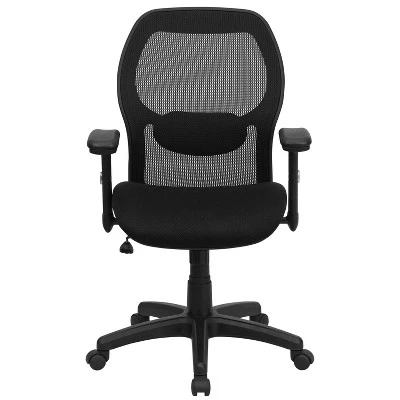 Mid-Back Black Super Mesh Executive Swivel Office Chair With Mesh Padded Seat - Belnick 3 Mid-Back Black Super Mesh Executive Swivel Office Chair With Mesh Padded Seat - Belnick - Image 3