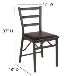 Flash Furniture 2 Pack HERCULES Series Brown Folding Ladder Back Metal Chair With Brown Vinyl Seat -Flash Furniture Sales Store GUEST 08fb43a3 c35d 48e0 9725 32724734a214