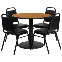 Flash Furniture 36'' Round Laminate Table Set With Round Base And 4 Trapezoidal Back Banquet Chairs -Flash Furniture Sales Store GUEST 08ff9366 ada9 4e48 b68e dedb85068385