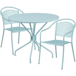 Flash Furniture Oia Commercial Grade 35.25" Round Indoor-Outdoor Steel Patio Table Set With 2 Round Back Chairs -Flash Furniture Sales Store GUEST 09579f70 05da 436c ae78 c08cfb2ceee1