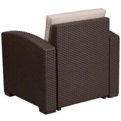Flash Furniture Chocolate Brown Faux Rattan Chair With All-Weather Beige Cushion -Flash Furniture Sales Store GUEST 099d2a0c f364 43a6 ab5f c0f518ce82cf