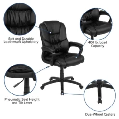 Flash Furniture Flash Fundamentals Big & Tall 400 Lb. Rated LeatherSoft Swivel Office Chair With Padded Arms -Flash Furniture Sales Store GUEST 09e01c27 2e4a 45ed 8983 121596d933e5