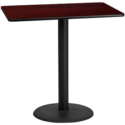 Flash Furniture 30'' X 48'' Rectangular Laminate Table Top With 24'' Round Bar Height Table Base 2 Flash Furniture 30'' X 48'' Rectangular Laminate Table Top With 24'' Round Bar Height Table Base - Image 2