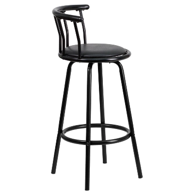 Flash Furniture Crown Back Black Metal Barstool With Black Vinyl Swivel Seat 9 Flash Furniture Crown Back Black Metal Barstool With Black Vinyl Swivel Seat - Image 9