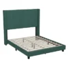 Flash Furniture Bianca Upholstered Platform Bed With Vertical Stitched Wingback Headboard, Slatted Mattress Foundation, No Box Spring Needed