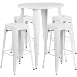 Flash Furniture Commercial Grade 30" Round Metal Indoor-Outdoor Bar Table Set With 4 Square Seat Backless Stools -Flash Furniture Sales Store GUEST 0e420706 9d00 47d5 a8d1 5ba3c215dfe0
