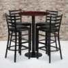 Flash Furniture 30'' Round Laminate Table Set With Round Base And 4 Ladder Back Metal Barstools