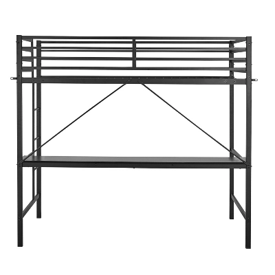 Flash Furniture Jake Metal Loft Bed Frame With Desk, Protective Guard Rails And Ladder For Kids, Teens And Adults 10 Flash Furniture Jake Metal Loft Bed Frame With Desk, Protective Guard Rails And Ladder For Kids, Teens And Adults - Image 10