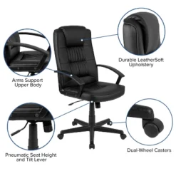 Flash Furniture Biscayne Flash Fundamentals High Back Black LeatherSoft-Padded Task Office Chair With Arms -Flash Furniture Sales Store GUEST 0fa20531 cb89 4872 bf44 20bd7e1f4fdc