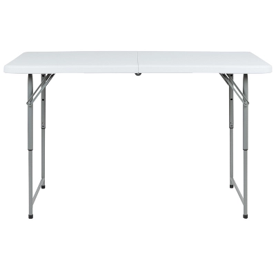 Flash Furniture 4-Foot Height Adjustable Bi-Fold Granite White Plastic Folding Table 8 Flash Furniture 4-Foot Height Adjustable Bi-Fold Granite White Plastic Folding Table - Image 8