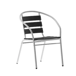 Flash Furniture Lila Aluminum Commercial Indoor-Outdoor Restaurant Stack Chair With Triple Slat Faux Teak Back -Flash Furniture Sales Store GUEST 133736ea 8807 48fb aec0 d37eab6cb863