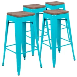 Flash Furniture 30" High Metal Indoor Bar Stool With Wood Seat - Stackable Set Of 4 -Flash Furniture Sales Store GUEST 1499cb8e 41de 47a7 92ec 3101dda5fc2f