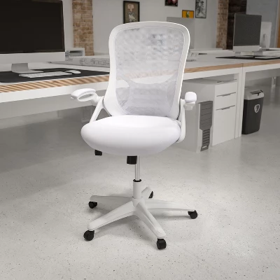 Flash Furniture Porter High Back White Mesh Ergonomic Swivel Office Chair With White Frame And Flip-up Arms 1 Flash Furniture Porter High Back White Mesh Ergonomic Swivel Office Chair With White Frame And Flip-up Arms
