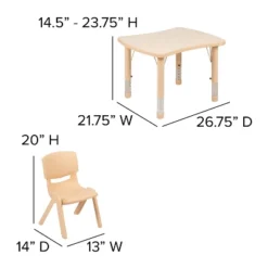 Flash Furniture 21.875"W X 26.625"L Rectangular Plastic Height Adjustable Activity Table Set With 2 Chairs -Flash Furniture Sales Store GUEST 167c5033 6c12 4e77 b322 31131b56b2b8