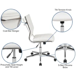 Flash Furniture Mid-Back Armless LeatherSoft Contemporary Ribbed Executive Swivel Office Chair -Flash Furniture Sales Store GUEST 171b047f b681 4f79 8755 420c8101cfb8