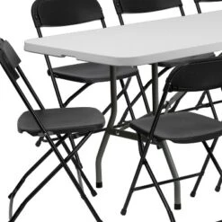Flash Furniture 8' Bi-Fold Granite White Plastic Event/Training Folding Table Set With 10 Folding Chairs -Flash Furniture Sales Store GUEST 19bd29ee d6c7 423a bf7b d89a27c4aaf8