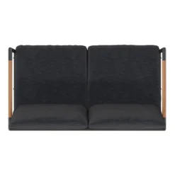 Flash Furniture Indoor/Outdoor Patio Loveseat With Cushions - Modern Aluminum Framed Loveseat With Teak Accent Arms -Flash Furniture Sales Store GUEST 19e0110c b7e2 48c7 936a f9203d990044