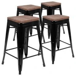 Flash Furniture 24" High Metal Counter-Height, Indoor Bar Stool With Wood Seat - Stackable Set Of 4 -Flash Furniture Sales Store GUEST 1bcd2cb7 c1f7 4e82 ac6e 773f57dd6f57