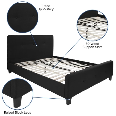 Flash Furniture Tribeca Queen Size Tufted Upholstered Platform Bed In Black Fabric 2 Flash Furniture Tribeca Queen Size Tufted Upholstered Platform Bed In Black Fabric - Image 2