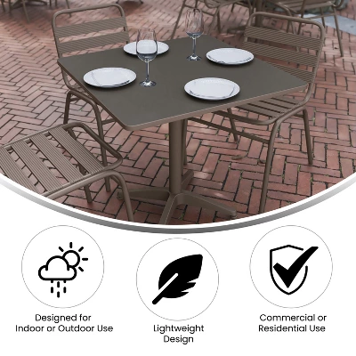 Flash Furniture Lila 31.5'' Square Aluminum Indoor-Outdoor Table Set With 4 Slat Back Chairs 7 Flash Furniture Lila 31.5'' Square Aluminum Indoor-Outdoor Table Set With 4 Slat Back Chairs - Image 7