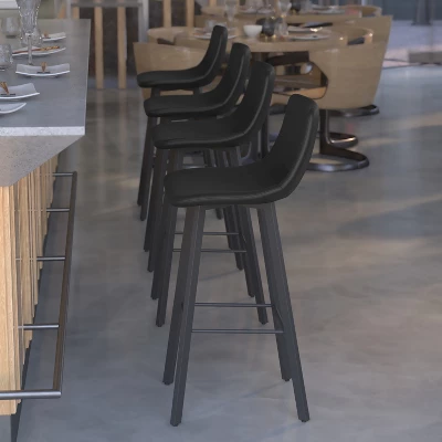 Flash Furniture Caleb Modern Armless 30 Inch Bar Height Commercial Grade Barstools With Footrests And Matte Iron Frames, Set Of 2 3 Flash Furniture Caleb Modern Armless 30 Inch Bar Height Commercial Grade Barstools With Footrests And Matte Iron Frames, Set Of 2 - Image 3