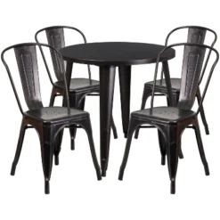 Flash Furniture Commercial Grade 30" Round Metal Indoor-Outdoor Table Set With 4 Cafe Chairs -Flash Furniture Sales Store GUEST 1f4684b8 84da 4e5f 9bcd 16ad00fbf0cc