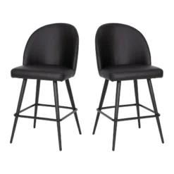 Flash Furniture Lyla Set Of 2 Commercial Modern Armless Counter Stools With Contoured Backrests, Steel Frames And Footrests-Set Of 2 -Flash Furniture Sales Store GUEST 2243eea2 165e 4580 b167 6819d5d49668