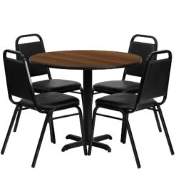 Flash Furniture 36'' Round Laminate Table Set With X-Base And 4 Trapezoidal Back Banquet Chairs -Flash Furniture Sales Store GUEST 24215361 f4cd 44a4 af93 2e43c3a77ca9