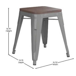 Flash Furniture 18" Backless Table Height Stool With Wooden Seat, Stackable Metal Indoor Dining Stool, Commercial Grade - Set Of 4 -Flash Furniture Sales Store GUEST 24beff3e 500b 438a 90f3 b61ad6f6c28c