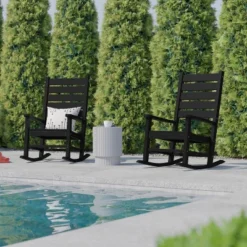 Flash Furniture Manchester Set Of 2 Contemporary Rocking Chairs, All-Weather HDPE Indoor/Outdoor Rockers -Flash Furniture Sales Store GUEST 258cad57 76af 4a3d ba0d efdbd48b23f5