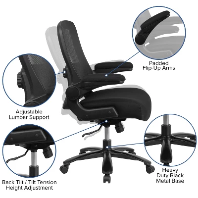 Flash Furniture HERCULES Series Big & Tall 500 Lb. Rated Mesh Executive Swivel Ergonomic Office Chair With Adjustable Lumbar 2 Flash Furniture HERCULES Series Big & Tall 500 Lb. Rated Mesh Executive Swivel Ergonomic Office Chair With Adjustable Lumbar - Image 2