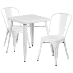 Flash Furniture Commercial Grade 23.75" Square Metal Indoor-Outdoor Table Set With 2 Stack Chairs -Flash Furniture Sales Store GUEST 2751f67f 1b7a 470c baa0 47927896de76