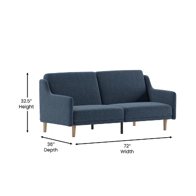 Flash Furniture Delphine Premium Convertible Split Back Sofa Futon With Curved Armrests And Solid Wood Legs 6 Flash Furniture Delphine Premium Convertible Split Back Sofa Futon With Curved Armrests And Solid Wood Legs - Image 6