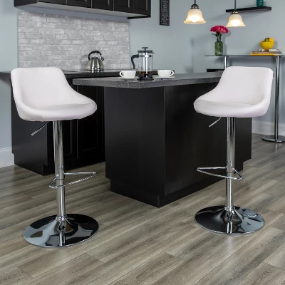 Flash Furniture Contemporary Vinyl Bucket Seat Adjustable Height Barstool With Chrome Base 7 Flash Furniture Contemporary Vinyl Bucket Seat Adjustable Height Barstool With Chrome Base - Image 7