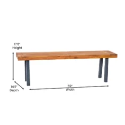 Flash Furniture Martindale Solid Acacia Wood Patio Dining Bench For 2 With Slatted Top And Black Flared Wooden Legs In A Natural Finish -Flash Furniture Sales Store GUEST 2a520386 8ac7 4ec0 b795 b84bdc2809ba