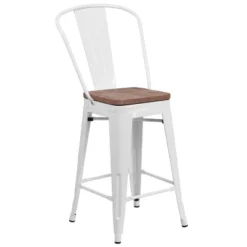 Flash Furniture 24" High Metal Counter Height Stool With Back And Wood Seat -Flash Furniture Sales Store GUEST 2c41d00f 6ced 424d b0b6 1a6e5accf4e1